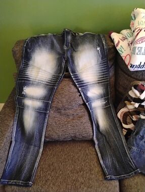 South Pole Men's Distressed Dark Blue Skinny Jeans